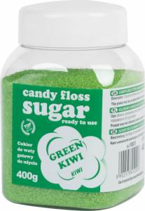 GSG24 Kolorowy cukier do waty cukrowej zielony o smaku kiwi 400g Kolorowy cukier do waty cukrowej zielony o smaku kiwi 400g 1