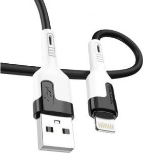 Kabel USB Jellico USB-A - Lightning 1 m Czarno-biały (6973771100962) 1