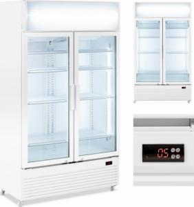 Witryna chłodnicza Royal Catering Lodówka chłodziarka na napoje podwójna przeszklona LED 2-10 C 600 l biała Lodówka chłodziarka na napoje podwójna przeszklona LED 2-10 C 600 l biała 1