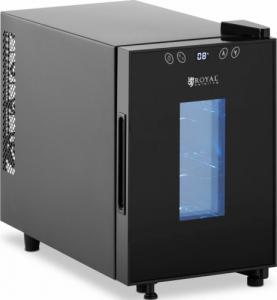 Chłodziarka do wina Royal Catering Winiarka lodówka chłodziarka do wina napojów na 6 butelek LED 17 l czarna Winiarka lodówka chłodziarka do wina napojów na 6 butelek LED 17 l czarna 2