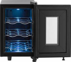 Chłodziarka do wina Royal Catering Winiarka lodówka chłodziarka do wina napojów na 6 butelek LED 17 l czarna Winiarka lodówka chłodziarka do wina napojów na 6 butelek LED 17 l czarna 5