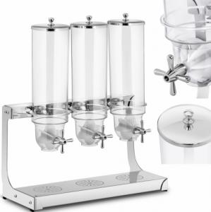 Royal Catering Dozownik dyspenser do płatków ryżu cukierków przezroczysty potrójny 10.5 l Dozownik dyspenser do płatków ryżu cukierków przezroczysty potrójny 10.5 l 1