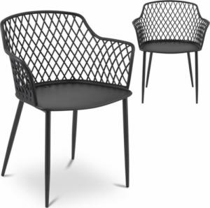 Royal Catering Krzesło nowoczesne kubełkowe z oparciem ażurowym 2 szt. czarne Krzesło nowoczesne kubełkowe z oparciem ażurowym 2 szt. czarne 1