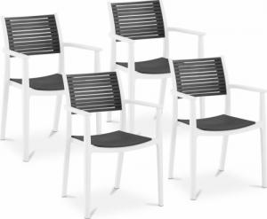 Royal Catering Krzesło plastikowe z oparciem ażurowym na taras balkon 4 szt. czarno-białe Krzesło plastikowe z oparciem ażurowym na taras balkon 4 szt. czarno-białe 2