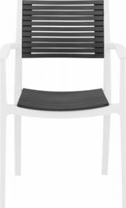 Royal Catering Krzesło plastikowe z oparciem ażurowym na taras balkon 4 szt. czarno-białe Krzesło plastikowe z oparciem ażurowym na taras balkon 4 szt. czarno-białe 6