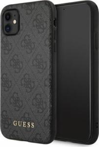 Guess Guess GUHCN61G4GFGR iPhone 11 6,1" szary/grey hard case 4G Metal Gold Logo 1