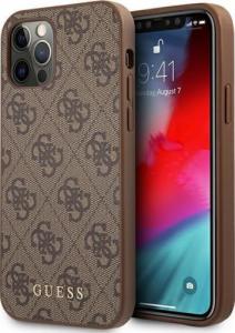Guess Guess GUHCP12MG4GFBR iPhone 12 / 12 Pro 6,1" brązowy/brown hard case 4G Metal Gold Logo 1