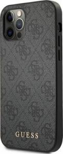 Guess Guess GUHCP12MG4GFGR iPhone 12 / 12 Pro 6,1" szary/grey hard case 4G Metal Gold Logo 2