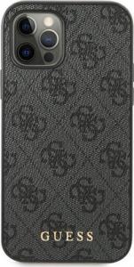 Guess Guess GUHCP12MG4GFGR iPhone 12 / 12 Pro 6,1" szary/grey hard case 4G Metal Gold Logo 3