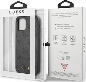 Guess Guess GUHCP12MG4GFGR iPhone 12 / 12 Pro 6,1" szary/grey hard case 4G Metal Gold Logo 7
