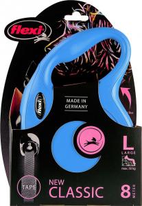 Flexi Smycz automatyczna New Classic taśma - L 8 m niebieska do 50kg 2