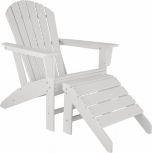 Tectake Krzesło ogrodowe z podnóżkiem - biały/biały 1
