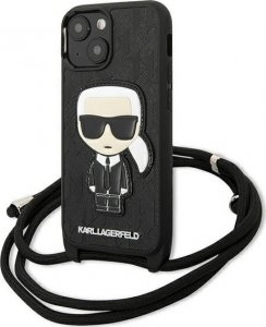 Karl Lagerfeld Karl Lagerfeld KLHCP13SCMNIPK iPhone 13 mini 5,4" hardcase czarny/black Leather Monogram Patch and Cord Iconik 1