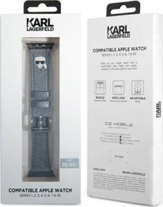 Karl Lagerfeld Pasek KLAWMOKHG Apple Watch 38/40/41mm srebrny/silver strap Saffiano Karl Heads 2