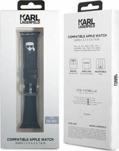 Karl Lagerfeld Karl Lagerfeld Pasek KLAWMOKHK Apple Watch 38/40/41mm czarny/black strap Saffiano Karl Heads 2