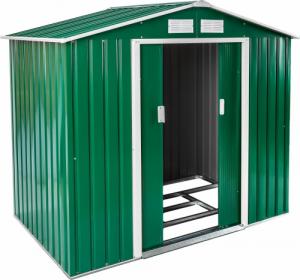 Tectake Metalowy domek narzędziowy z dachem dwuspadowym - zielony/biały 1