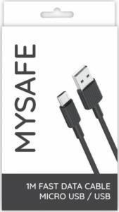 Kabel USB Mysafe USB-A - microUSB 1 m Czarny (5904208506034) 1