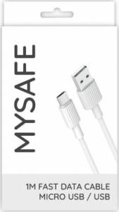 Kabel USB Mysafe USB-A - microUSB 1 m Biały (5904208506065) 1