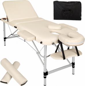 Tectake 3-strefowy stół do masażu z 5cm wyściółką, wałkami i ramą aluminiową - beżowy 1