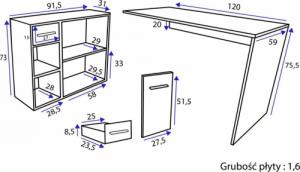 Biurko Topeshop Biurko narożne ELENA - BIEL MAT 6