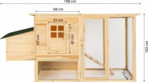 Tectake Kurnik, klatka z wybiegiem dla kur, królików Isabella 198x75x102cm - brązowy 7