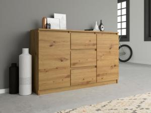Topeshop KOMODA 2D3S 120CM DĄB ARTISAN 3 SZUFLADY 2 DRZWI SALON 3
