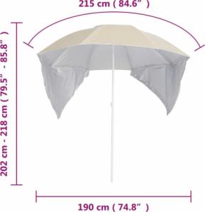 vidaXL vidaXL Parasol plażowy ze ściankami bocznymi, piaskowy, 215 cm 9