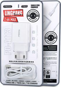 Ładowarka Proda LingHang 1x USB-A 2.4 A (6971278728375) 5