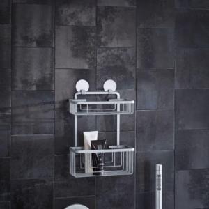 Koszyk prysznicowy Kleine Wolke Kleine Wolke Podwójna półka prysznicowa Rocco, prostokątna, aluminium 1