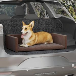 vidaXL vidaXL Siedzisko samochodowe dla psa, brąz, 70x45 cm, o wyglądzie lnu 1