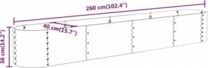 vidaXL vidaXL Donica ogrodowa, malowana proszkowo stal, 260x40x36 cm, szara 6