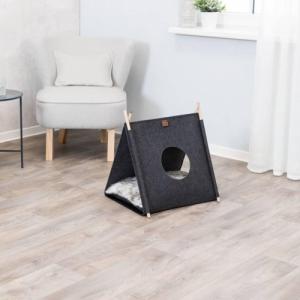 Trixie TRIXIE Jaskinia dla kota Elfie, 46x52x50 cm, zamszowa, antracytowa 4