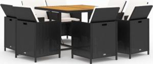 vidaXL vidaXL 9-cz. zestaw mebli ogrodowych z poduszkami, polirattan, czarny 2