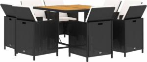 vidaXL vidaXL 9-cz. zestaw mebli ogrodowych z poduszkami, polirattan, czarny 3