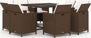 vidaXL vidaXL 9-cz. zestaw mebli ogrodowych z poduszkami, polirattan, brązowy 2