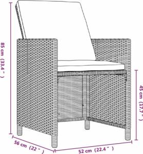 vidaXL vidaXL 9-cz. zestaw mebli ogrodowych z poduszkami, polirattan, brązowy 8