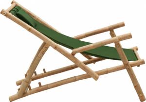 vidaXL Leżak z bambusa i zielonego płótna 4