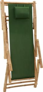vidaXL Leżak z bambusa i zielonego płótna 6