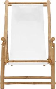 vidaXL Leżak z bambusa i kremowego płótna 2