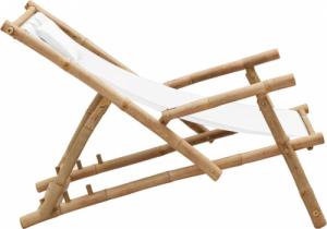 vidaXL Leżak z bambusa i kremowego płótna 4