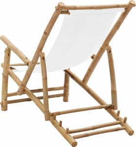 vidaXL Leżak z bambusa i kremowego płótna 5