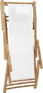 vidaXL Leżak z bambusa i kremowego płótna 6