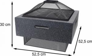 Palenisko ogrodowe ProGarden ProGarden Palenisko z kratką grillową, kwadratowe, 52,5x52,5x18,5 cm 3