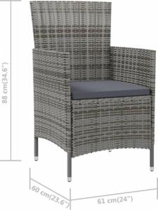vidaXL vidaXL Krzesła ogrodowe z poduszkami, 2 szt., polirattan, szare 7