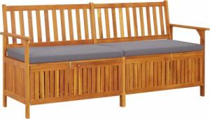 vidaXL vidaXL Ławka ze schowkiem i poduszką, 170 cm, drewno akacjowe 1