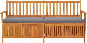 vidaXL Ławka ze schowkiem i poduszką, 170 cm, drewno akacjowe 3