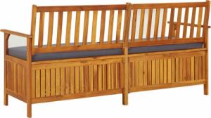vidaXL Ławka ze schowkiem i poduszką, 170 cm, drewno akacjowe 5