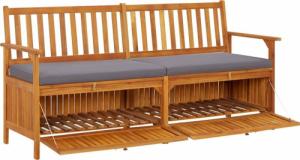 vidaXL Ławka ze schowkiem i poduszką, 170 cm, drewno akacjowe 6