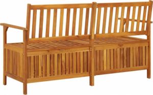 vidaXL Ławka ze schowkiem i poduszką, 148 cm, drewno akacjowe 4