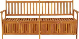 vidaXL Ławka ze schowkiem i poduszką, 170 cm, drewno akacjowe 2